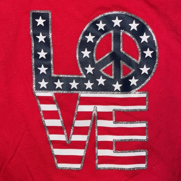 Love peace patriotic Fourth of July holiday 4th tank flare red white blue silver - Picture 2 of 2